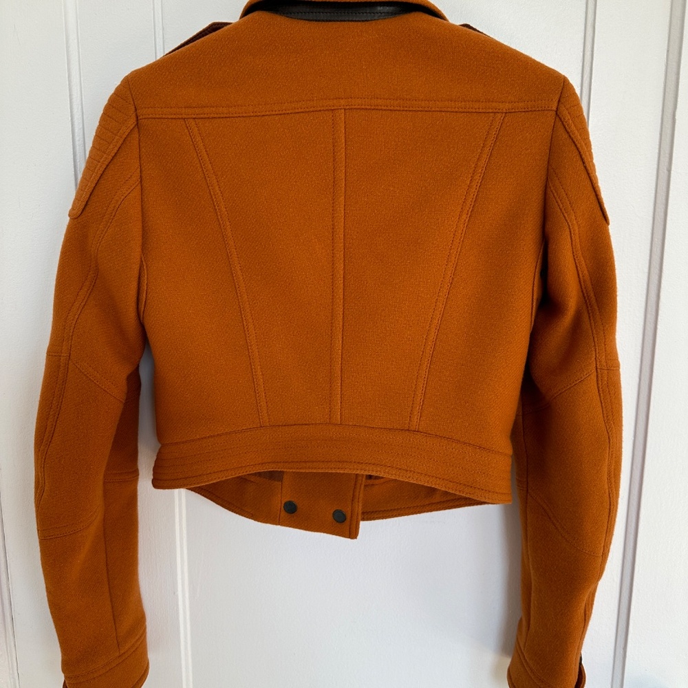 Burberry Brit Cropped Moto Military Jacket Amber Spiced Orange Ladies Size 4 - Picture 11 of 14